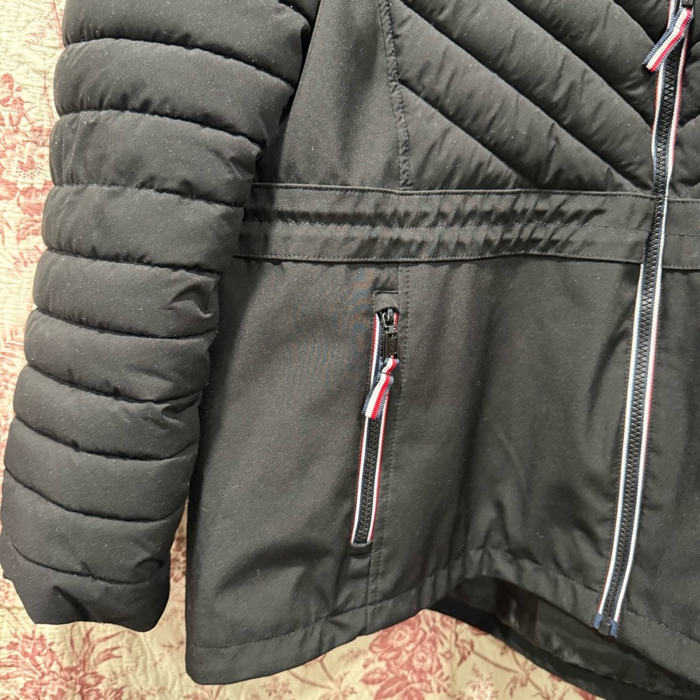 Tommy Hilfiger Black Hooded Puffer Jacket Women’s XXL Logo Sleeves - Picture 6 of 11